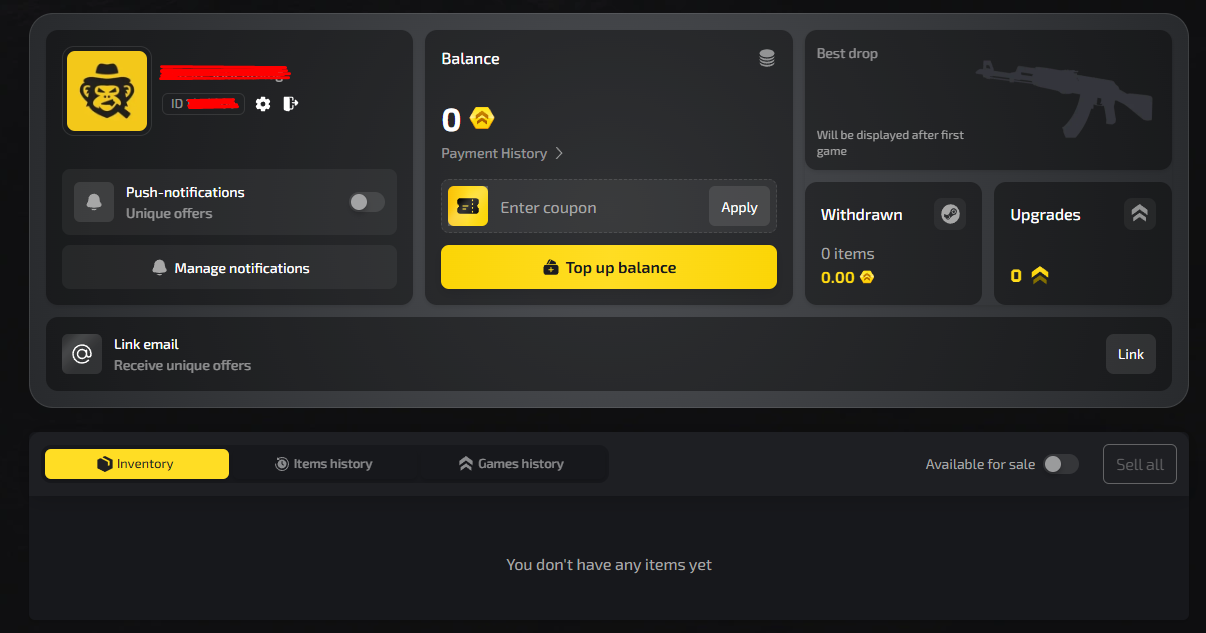 Dashboard konta Upgrader.pro