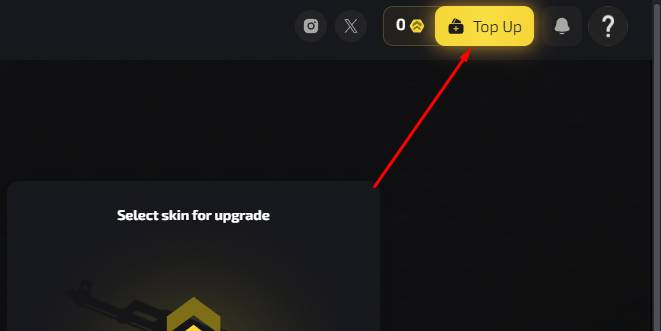 Przycisk Top Up na Upgrader.pro